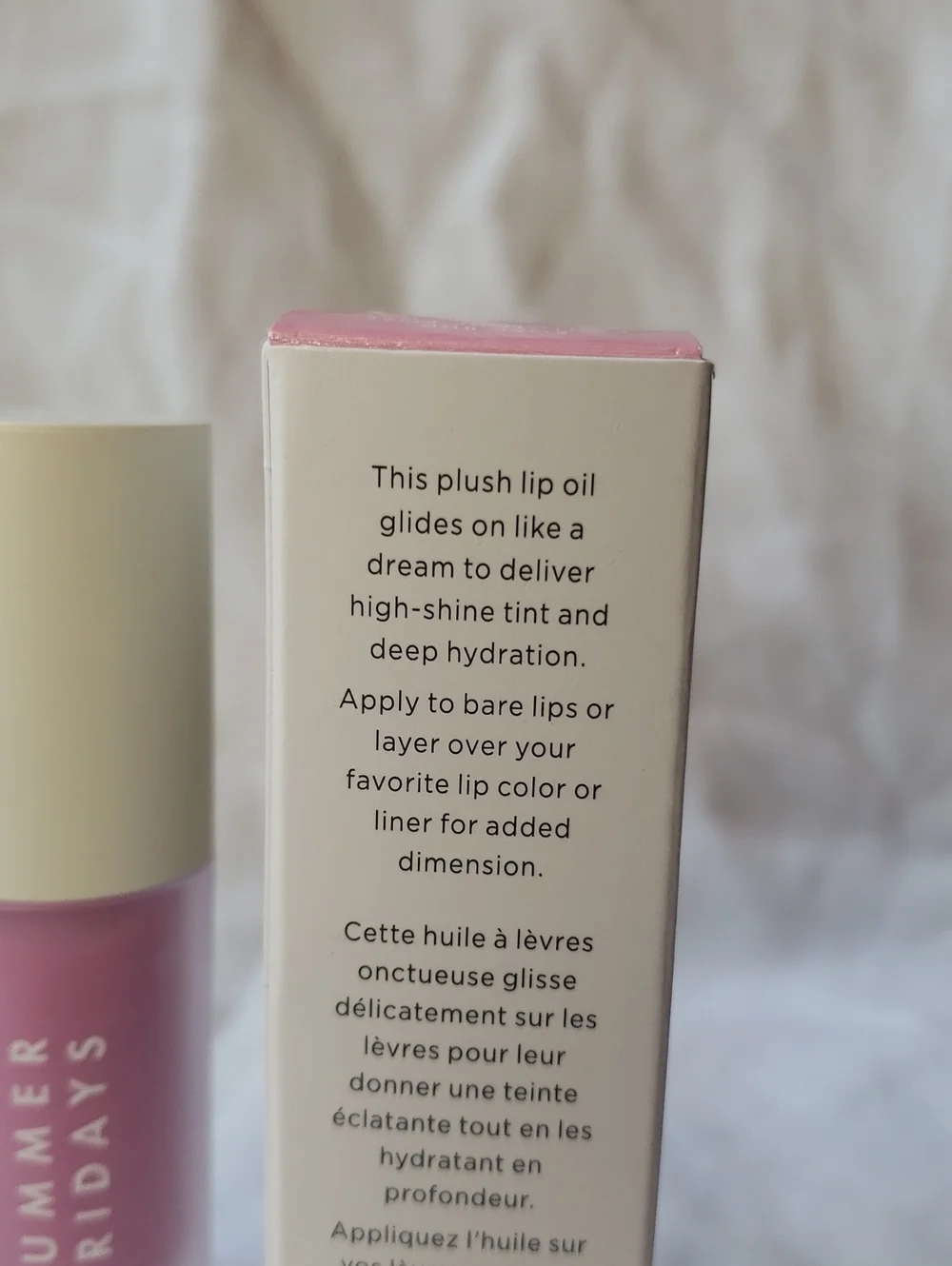 Summer Fridays Dream Lip Oil in Rose Bud sheer cool pink